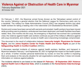 Myanmar, February – September 2021 report
