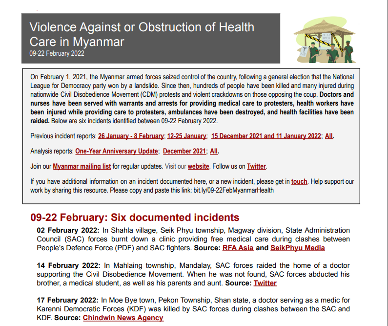 Myanmar – 22 Feb Update