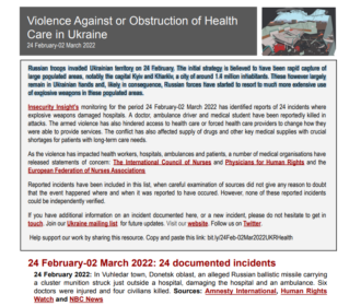 Ukraine – Violence Against Healthcare