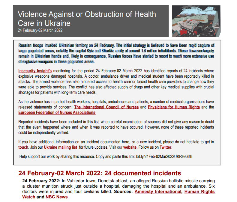 Ukraine – Violence Against Healthcare